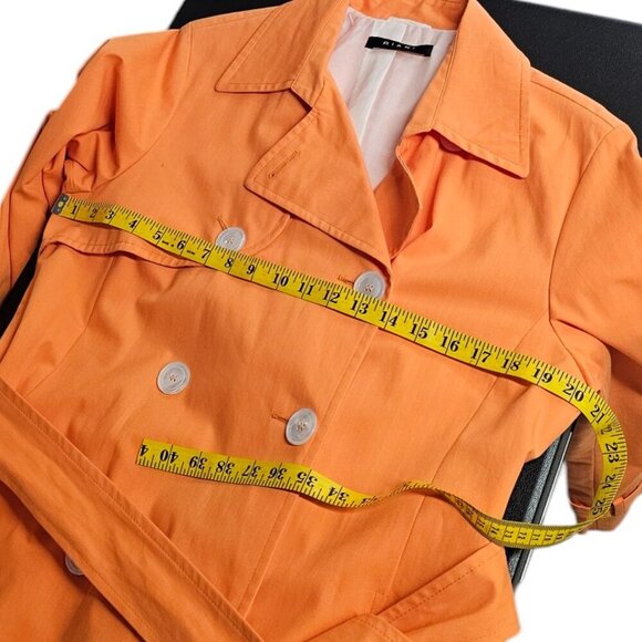 RIANI Womens Longline Trench Double Breasted Belted Jacket Orange Size 38/US 8 - Picture 3 of 11